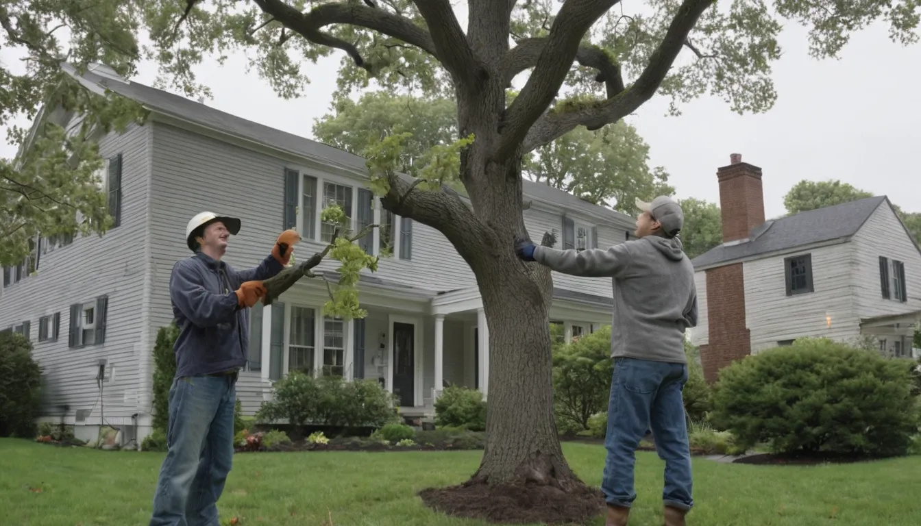 A homeowner talking with a local tree provider in a Middletown yard